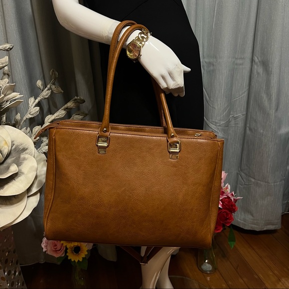 LAURA JONES Brown Tan Office Laptop Bag Business Formal Women Hand/Shoulder Bag - Picture 11 of 12